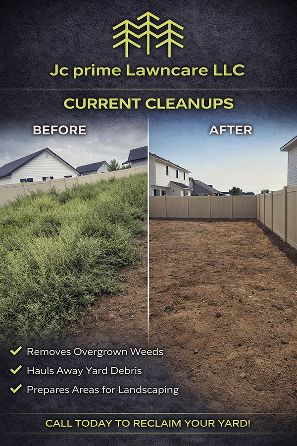 Yard cleanup before and after