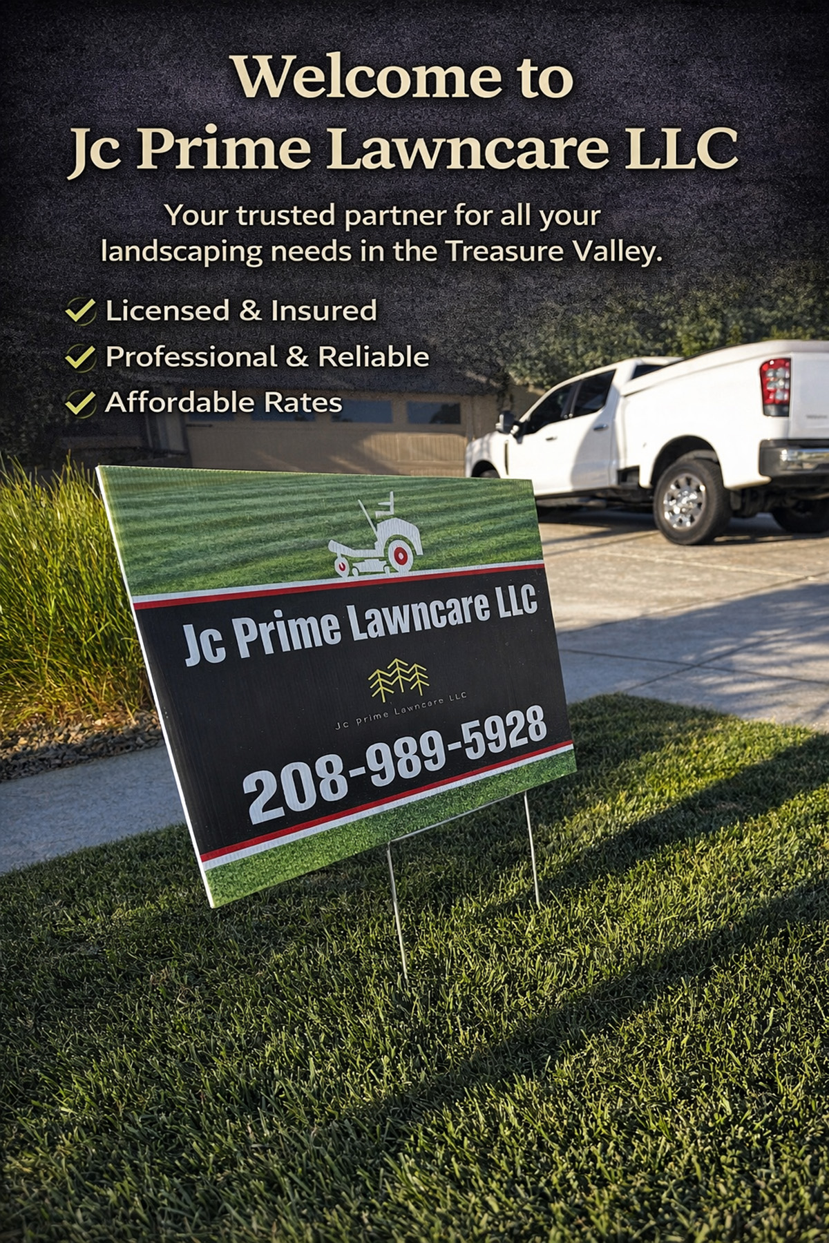 JC Prime Lawncare sign